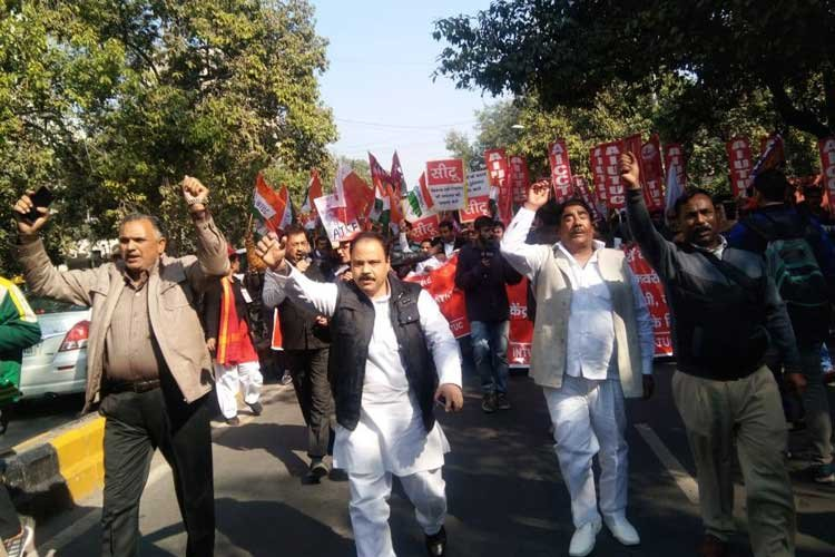 Op 8 januari 2020 gingen 250 miljoen werknemers de straat op India. Foto ITUC