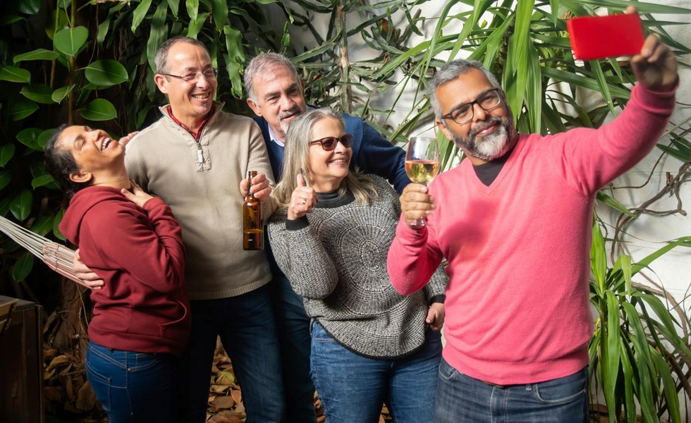 Selfie met mensen tijdens afscheid