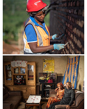 Emerthe metselt een muur