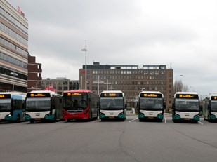 Meerdere bussen op een rij