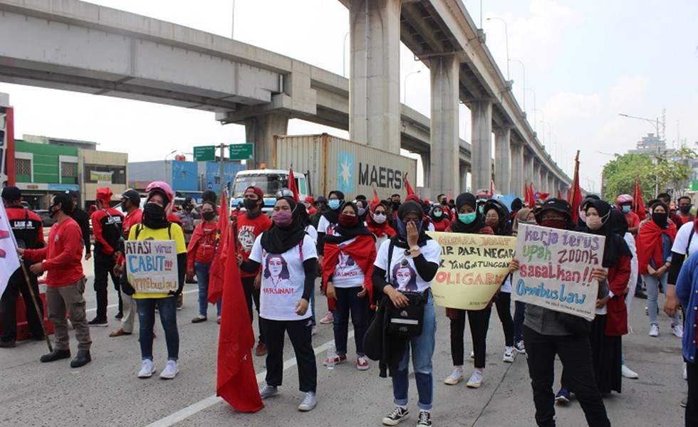 Protest against Omnibus law in Indonesia