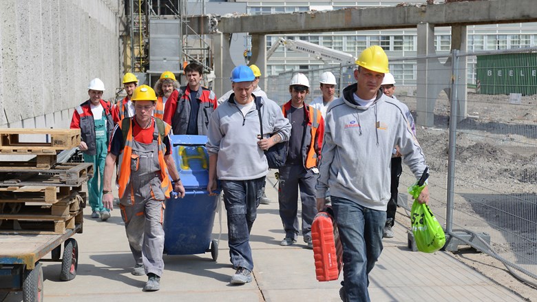 Bouwvakkers op de bouwplaats