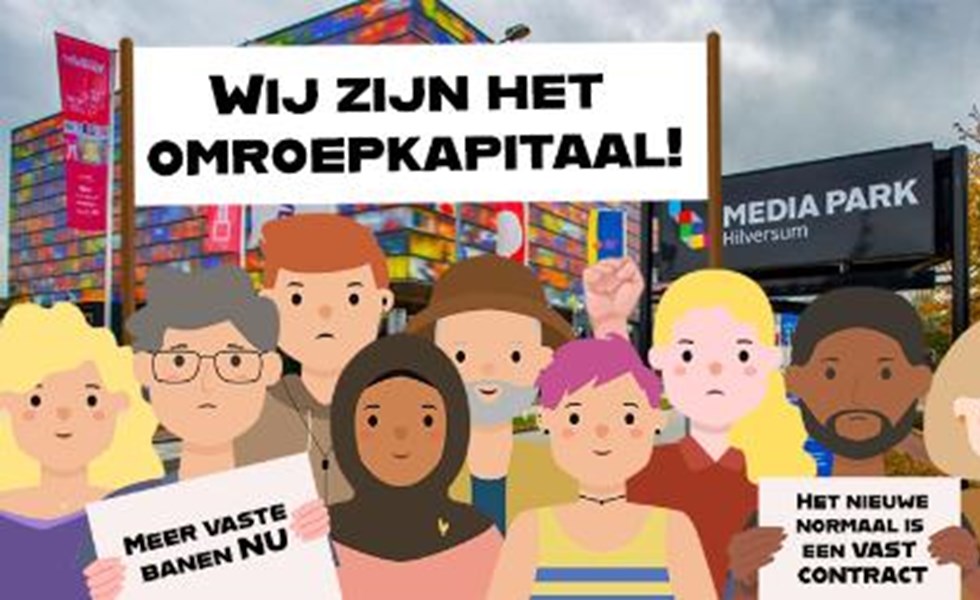 getekende mensen demonstreren met spandoeken in hun handen