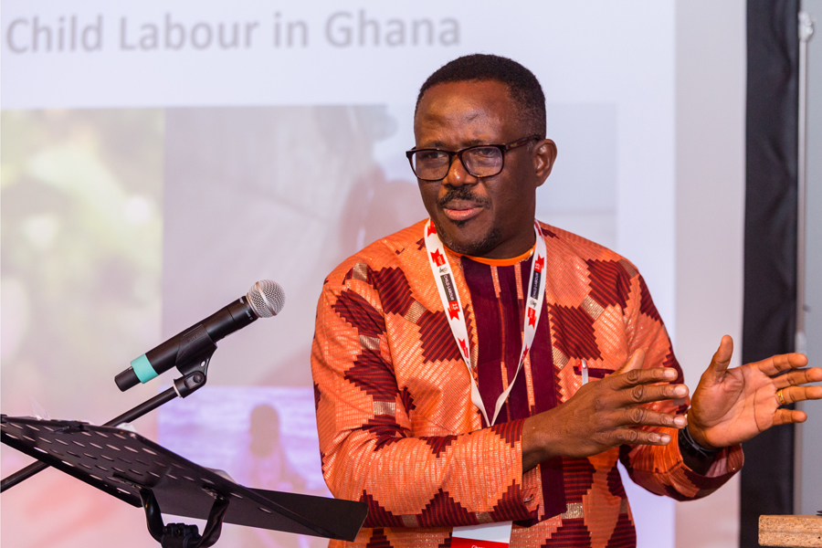 Andy Tagoe van GAWU op symposium 15 jaar Stop Kinderarbeid, 23 mei 2019