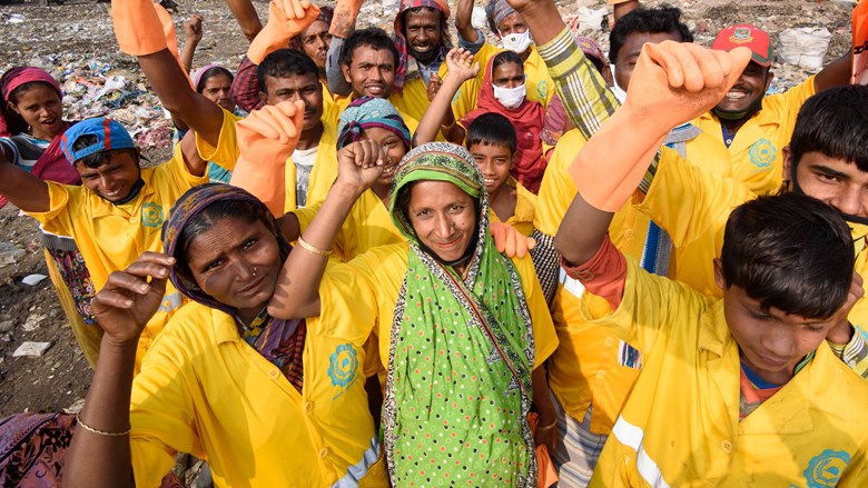 Groep vuilnisrapers Dhaka