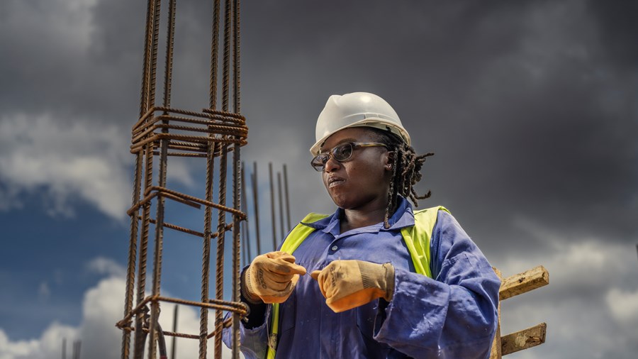 Francine is working at a construction site in Rwanda
